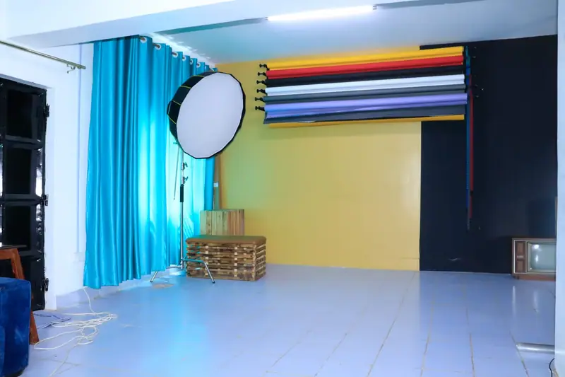 Kwanza Images studio with professional lighting and colour backdrops
